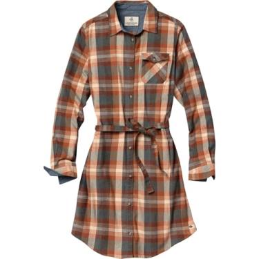 Imagem de Legendary Whitetails Vestido feminino Open Spaces, túnica xadrez de flanela de manga comprida com botão e cinto, Xadrez de árvore de magnólia, G