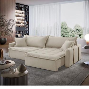 Imagem de Sofá Cama Arizona Linho em Madeira Eucalipto 230 cm Braço 15 cm Meu So