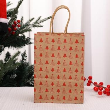 Imagem de Sacos de presente de papel kraft de Natal com alças reutilizáveis para festa de Natal, biscoitos, sacos de embrulho estilo G