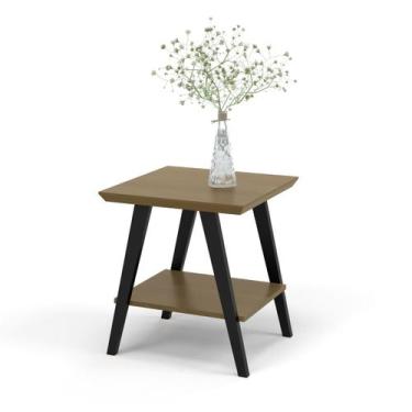 Imagem de Mesa Lateral Davi Freijo com pés em madeira Preto - Ofertamo