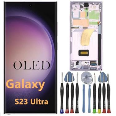 Imagem de Tela de substituição OLED Galaxy S23 Ultra para Samsung S23ultra 5G Display Touch Screen Digitalizador Assembléia S918U S918B/DS S918U1 S918W S918E LCD suporta impressão digital e S-Pen (com moldura