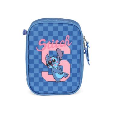 Imagem de Estojo Box 100 Pens Luxcel Stitch Quadriculado Azul