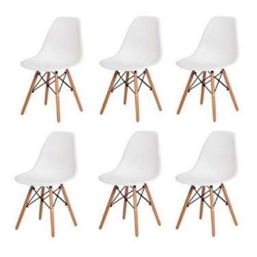 Imagem de Cadeira De Jantar Decoreshop Charles Eames Dkr Eiffel, Estrutura De Cor Branco, 6 Unidades