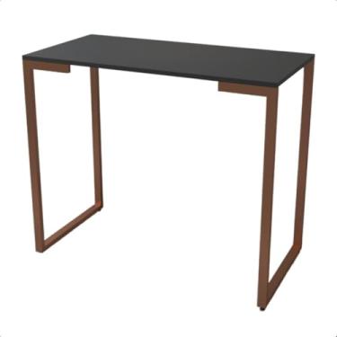 Imagem de Mesa Buffet Balcão Aparador Industrial Pés Rosé Gold 90X30X90 (Preto)