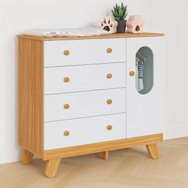 Imagem de PEROBA - BEBE E CIA - Cômoda Trocador Com Janela 4 Gavetas Pingo Quarto Bebê