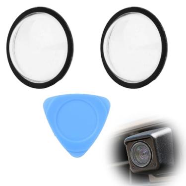 Imagem de 2 Peças Kit de Proteção para Lente de Câmara, Capa Protetora Lente Câmara Frontal em PC com pé Cabra e Fita Dupla Face para Tesla Cybertruck Modelo Y 2025 Juniper Modelo S