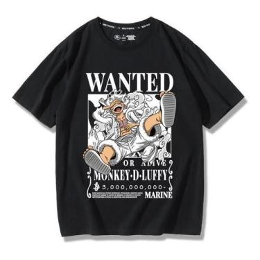 Imagem de Camiseta Anime One Piece Wanted Nika Luff Gear 5 - Techmalhas, Preto, 