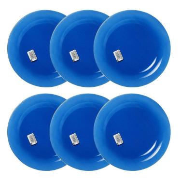 Imagem de Prato Raso De Vidro Diamante Sky Azul 22,4Cm 6Un Nadir 5837