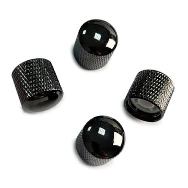 Imagem de OVSAL 4 peças de botões de guitarra baixo Dome Metal Guitar Volume Knobs para Feder Strat Telecaster Jazz StratocasterLes Paul (vácuo preto)
