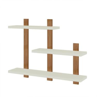 Imagem de Prateleira Lanes 100% MDF Off White e Freijó