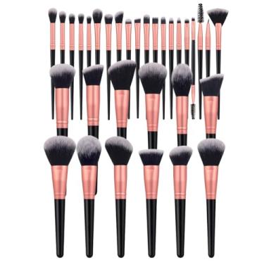 Imagem de 32 conjuntos de pincéis de maquiagem macios ao toque, pincéis de maquiagem em pó, pincel de blush, pincel de sombra para maquiagem diária no rosto