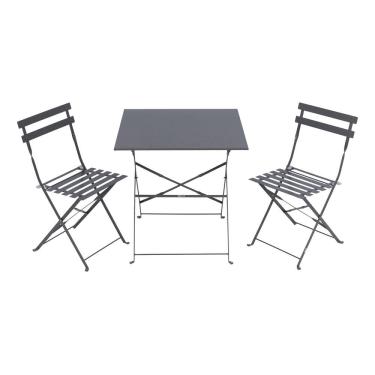 Imagem de Conjunto De Jardim Aco Cinza 3 Pecas Mesa E 2 Cadeiras