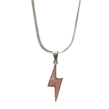 Imagem de Colar masculino e feminino punk hip hop, moderno, retrô, minimalista, com pingente de relâmpago, joia de presente, one size, Metal, Sem Pedra Preciosa