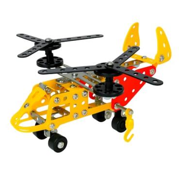 Imagem de Helicóptero Montável de Brinquedo, 127 Peças, Multicolorido, Plástico, com Luzes LED, Modo Automático, Escala 1:12, para Crianças 3 Anos e Acima, Operação por Bateria