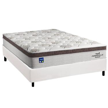 Imagem de Cama Box Casal: Colchão Molas Masterpocket Ensacadas Plumatex Personalle + Base Crc Courano White (138x188)