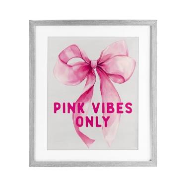 Imagem de Stupell Industries Girly Pink Vibes Only Impressão emoldurada cinza sob vidro, design por Lettered and Lined, 16 x 13
