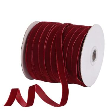 Imagem de Fita de veludo bordô, 50 metros, 1 cm de largura, perfeita para projetos de casamento e artesanato, embrulho de presente