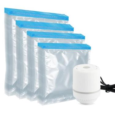 Imagem de Sacos de armazenamento a vácuo com bomba elétrica, sacos de armazenamento de vários tamanhos para roupas, edredons e cobertores, sacos de armazenamento de compressão com vedação hermética, sacos de