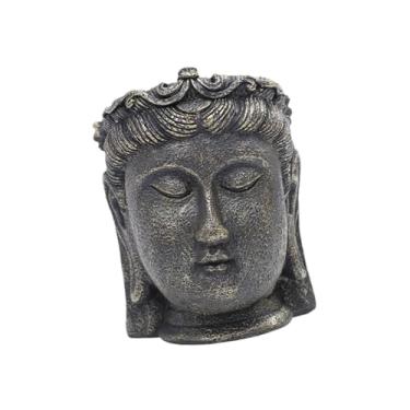 Imagem de predolo Vaso de flores em resina com cabeça de Buda, estatueta de Buda, recipiente decorativo para flores, vaso de mesa, Style B