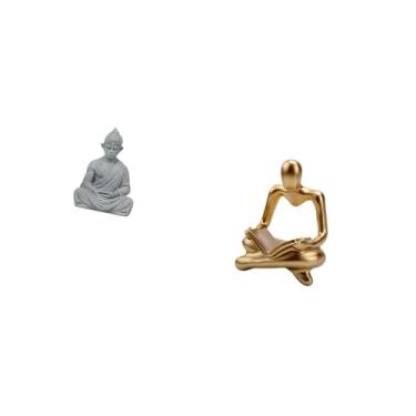 Imagem de Fenteer Estátua de Buda Pensador, Macaco, Escultura Abstrata Criativa, Miniatura Colecionável, Sol Wukong, Artesanato para Sala de Estar, Pátio de Hotel,