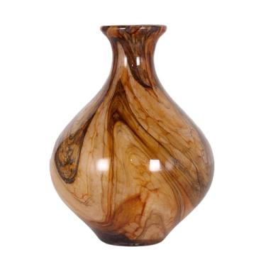 Imagem de Murano Vaso de Vidro Artesanal Âmbar, Design Marmorizado, 18,5x24,5cm, Decorativo para Casa