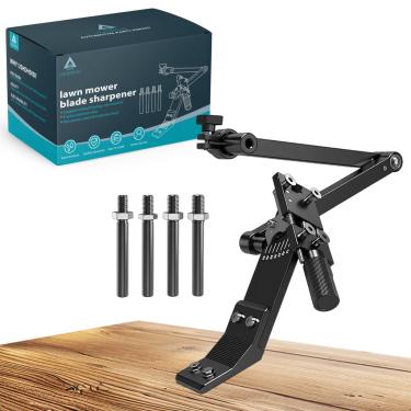 Imagem de USHDHDID Afiador de lâminas para cortador de grama Moldura ajustável de 15°-45° com alça de fabricação de rolamento de esferas para lâminas direita e esquerda, use com rebarbadora, preto