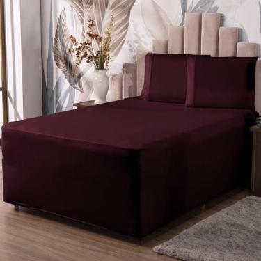 Imagem de Jogo De Lençol Luva Queen Conjugada Colchão E Box Malha 3P - Ametista 