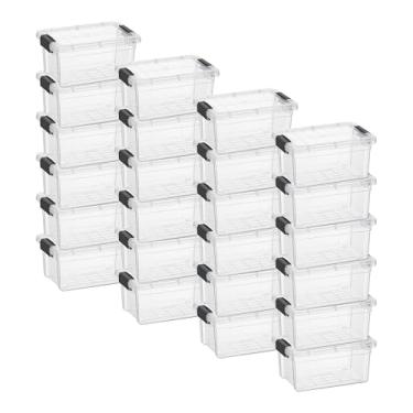 Imagem de Superio Mini recipiente de armazenamento caixa de giz de cera de plástico suprimentos de arte e estojo de costura empilhável transparente pequeno organizador para contas, papelaria, giz e alimentos