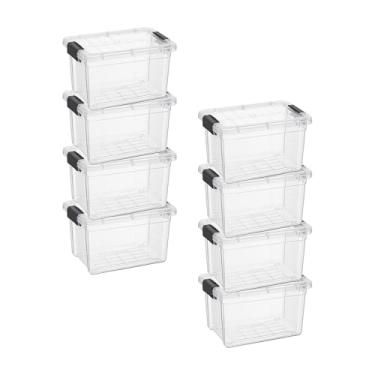 Imagem de Superio Mini recipiente de armazenamento caixa de giz de cera de plástico suprimentos de arte e estojo de costura empilhável transparente pequeno organizador para contas, papelaria, giz e alimentos