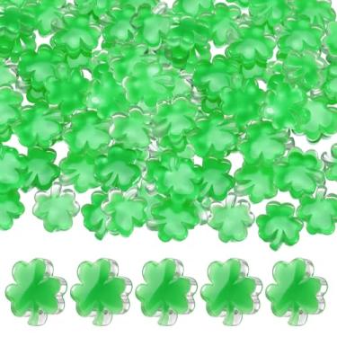Imagem de ShinyRelief 50 Pcs Mini Resin Clover for St. Patrick's Day Miniature Shamrock for DIY Craft Tiny Resin Clover DIY Good Lucky Making St. Patrick's Day Home Desktop Decor (Clear)