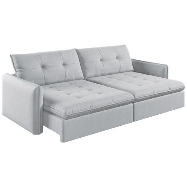 Imagem de Sofá Retrátil E Reclinável Lavanda 1,60m Linho Cor Gelo 2322