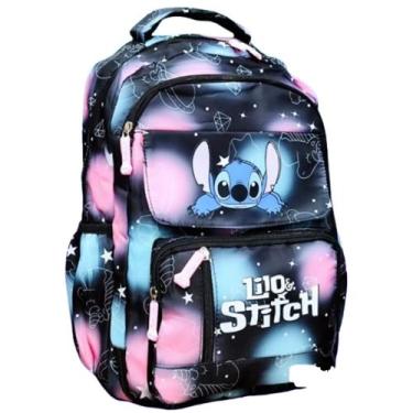 Imagem de Mochila Grande Nylon Impermeável Escolar Faculdade Femenina - stitch m