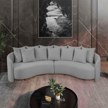 Imagem de Sofá Tulip Orgânico 2,50m Em Linho Com Pés De Madeira Cor Cinza 2323