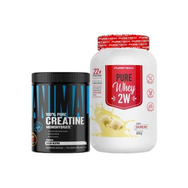 Imagem de Kit Whey Protein Isolado 900g Puretech + Creatina 100% Monohidratada 200g Universal-Unissex