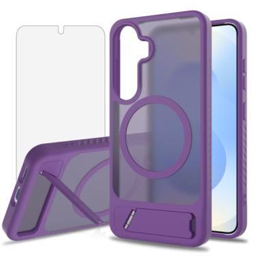 Imagem de Asuwish Capa de celular para Samsung Galaxy S24/S25 5G, com protetor de tela de vidro temperado, magnético, translúcido, suporte dobrável, à prova de choque, capa protetora S 24 24S 25 25S G5 SM-S931U