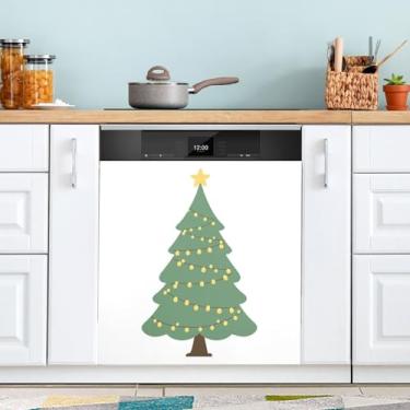 Imagem de ATTX Capa de ímã de máquina de lavar louça, estrela de árvore de Natal, 58,4 cm C x 66 cm A decoração da capa da máquina de lavar louça, decalques de armário doméstico eletrodomésticos adesivos #272