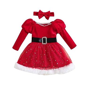 Imagem de Thorn Tree Vestidos de Natal para meninas, de veludo, Papai Noel, vermelho, princesa, tutu, tomara que caia, Vermelho, 12-18 Months