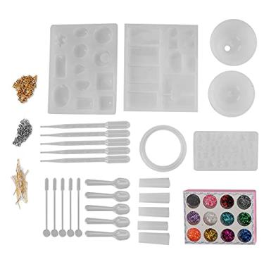 Imagem de Molde de silicone pendente Moldes de fundição de joias DIY Kit de molde de silicone artesanal com conjunto de pó de glitter para fazer pingentes Artesanato de joias Presentes