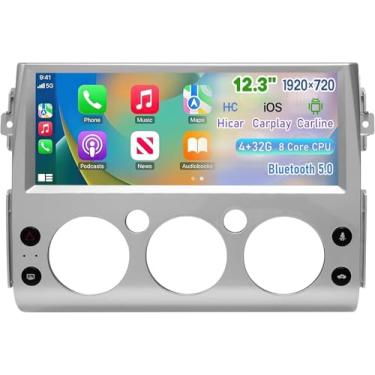 Imagem de HPDELGB Rádio estéreo automotivo para Toyota FJ Cruiser 2007-2018 unidade principal Android, 31.2 cm 4+32G, fácil instalação, sem fio CarPlay e Android Auto, navegação GPS 5G Wi-Fi/Bluetooth 5.0