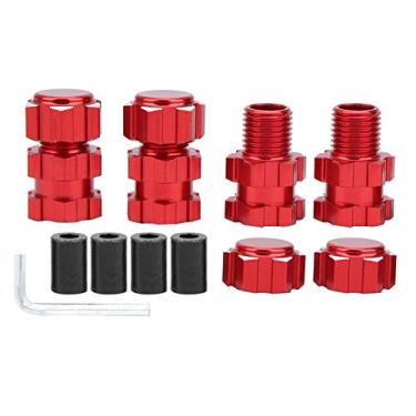 Imagem de Ainoli 17mm adaptador hexagonal porcas estriadas cubos de roda combinador de extensão adequado para carro MAXX 1/10 RC (Vermelha)