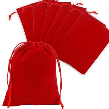 Imagem de Sacos de presente de veludo com cordão, 20 peças, bolsas de joias de veludo vermelho, 12 x 15 cm, bolsas de joias com cordão, pequenos sacos de armazenamento de tecido de veludo, para embrulhar