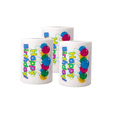 Imagem de SummitLink 3 rolos de balão de feliz aniversário, papel higiênico, guardanapo, pegadinha, divertida, festa de aniversário, ideia de presente