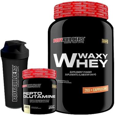 Imagem de Waxy Whey (35%) 2kg + Pepto Glutamine 250g + Coqueteleira 600ml - Bodybuilders (Cappuccino)