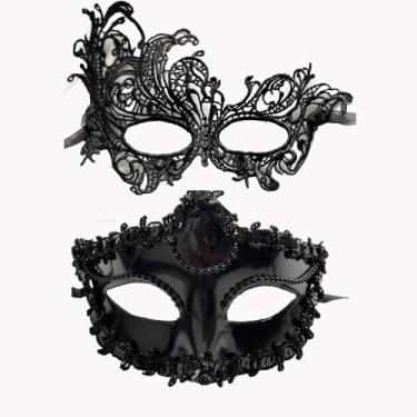 Imagem de AIYAYI Máscara feminina de baile de máscaras de renda para os olhos, carnaval veneziano, Halloween, festa, baile, máscara, fantasia, carnaval, 2 unidades