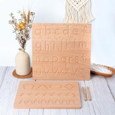 Imagem de Zyyini Placa de Rastreamento de Alfabeto de Madeira, Brinquedo de Aprendizagem Durável para Crianças, Prancheta Educacional para Desenvolvimento de Coordenação Mão-olho (Quadro de escrita cega