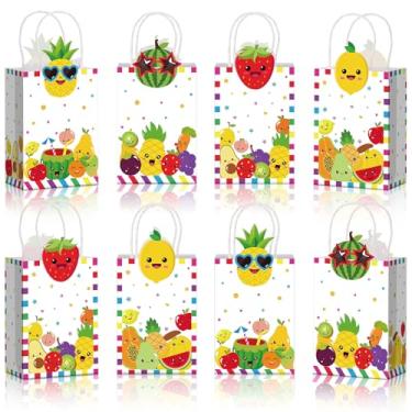 Imagem de Kolldenn 24 sacos de lembrancinhas de frutas a granel com alças de papel kraft de frutas kawaii de verão sacolas de presente para festa de primeiro aniversário sensoriais decorações de chá de bebê