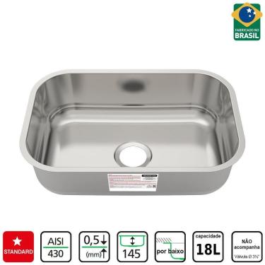 Imagem de Cuba Tramontina Basic 47X30Cm Inox Sem Valvula