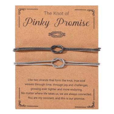 Imagem de 2 Pulseiras Combinando para Casais, Pulseiras Ajustáveis com Nó de Amor Joias Amizade Relacionamento Joias Namorado Presentes Ideais para Aniversário Dia Dos Namorados Muito Mais