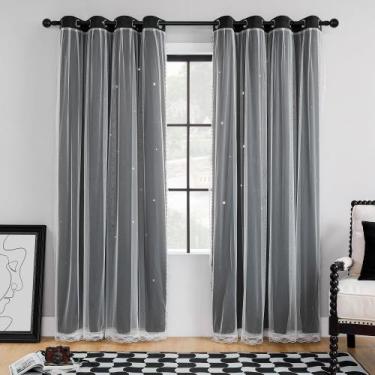 Imagem de Cortinas XiDi Star Hollow Out Blackout 132x214 cm (2 painéis)
