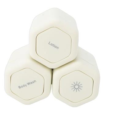 Imagem de Jectse Cápsulas Magnéticas de Viagem de 3 Unidades, Recipientes Hexagonais de Higiene Pessoal Com ímãs Fortes e Tampas Superiores de Parafuso para Condicionador de Xampu de Loção, Com (WHITE)